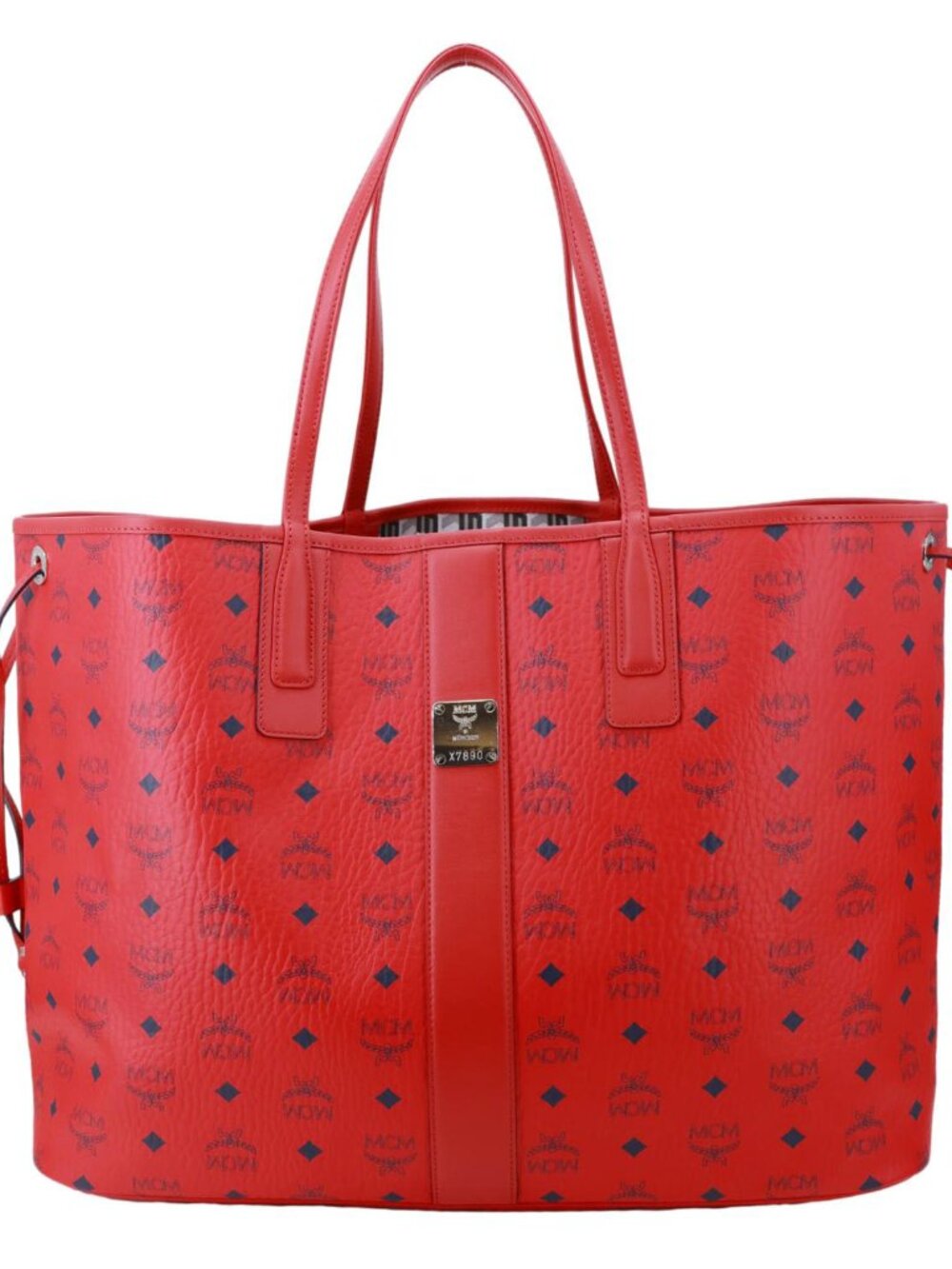 MCM Reversible Liz Large Visetos Canvas Shopper Tote Bag Red